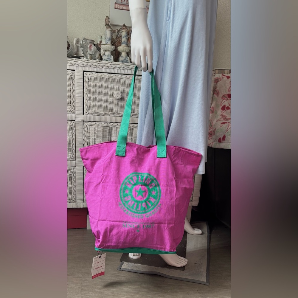 The Kipling Hip Hurray Packable Tote Bag Style TM5230 in Pink 18.5x15x 8.75” NWT